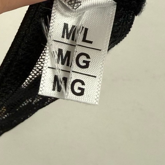 NEW Mapale Sheer Mesh Thong Bra Set Womens M / L Black NWOT - Picture 14 of 16